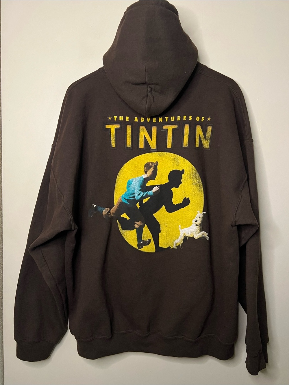 RARE Official 2009 Paramount Adventures Of Tintin Brown Promo Pullover Hoodie XL